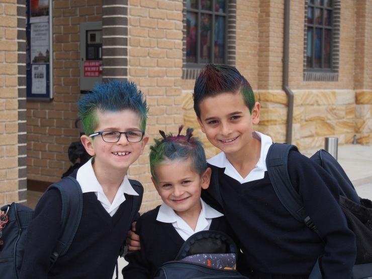 Marcus, Charlie and Sebastian showing off their wonderful hairstyle for Crazy Hair Day.