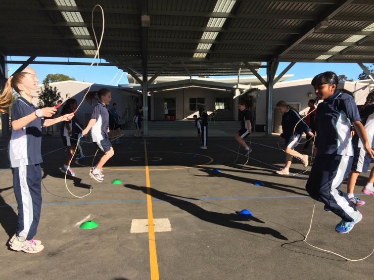 Some of the Year 5/6 girls practising their skipping. 